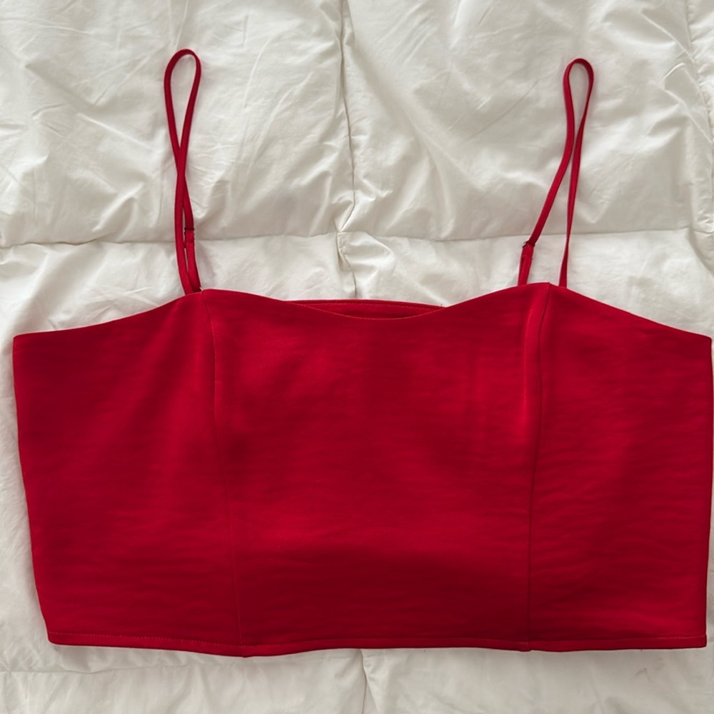 Express Satin Cropped Top-Size Large